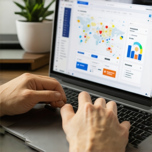 Person working on local SEO data analysis with maps and graphs