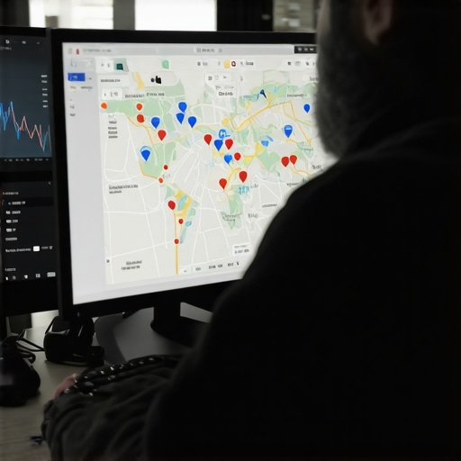 Deep Dive into Map Optimization Person analyzing digital maps and SEO data on a computer
