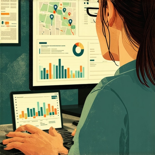 A person analyzing local SEO and map rankings on a computer.