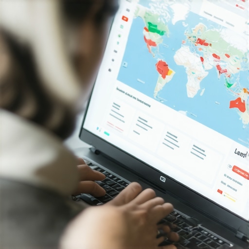 Person reviewing local SEO data and maps on a laptop screen.