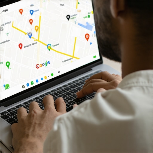 Person reviewing Google Maps rankings on a laptop for local SEO strategy.