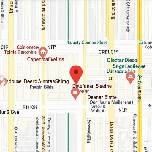 Map showing multiple business locations with annotations and SEO strategies applied.