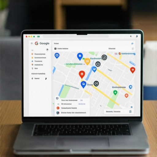 Optimizing GMB Profile for Local SEO Business owner working on Google My Business profile on laptop with local maps