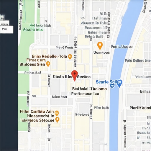 Business listings on digital map highlighting reviews and SEO elements.