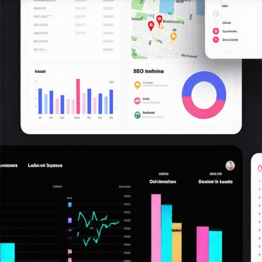Screenshot of local SEO optimization dashboard displaying map rankings, citations, and analytics.
