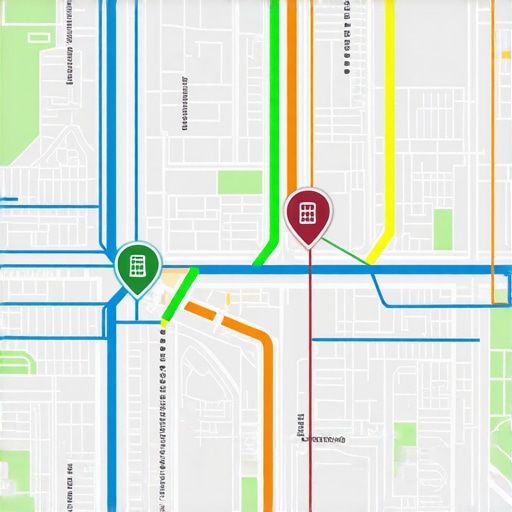 Diagram of interconnected verified business locations across a city representing a trusted verification network.