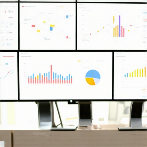 Person reviewing local SEO metrics on a multi-screen setup.