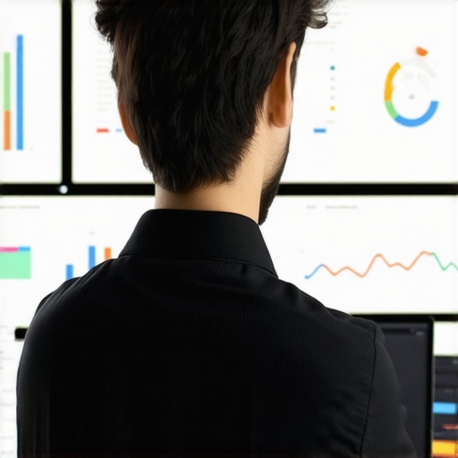 Expert analyzing local SEO metrics on multiple screens for Google Maps rankings.