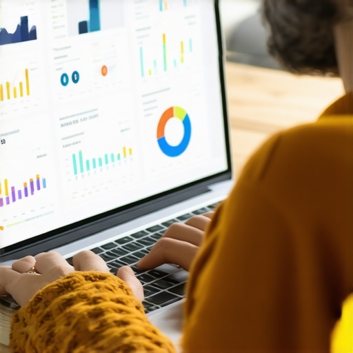 Person analyzing local SEO data on a laptop for map ranking insights.